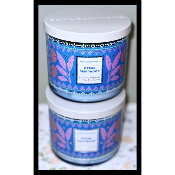 Lot of 2 Bath & Body Works Ocean Driftwood Large 3-Wick Scented Candle 14.5oz - Picture 2 of 6